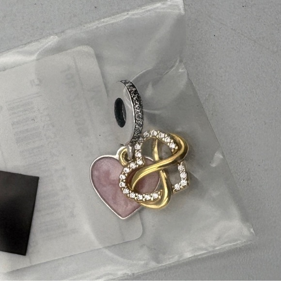 Pandora Sparkling Infinity Heart 14k Plated Dangle Charm NEW - Picture 1 of 3